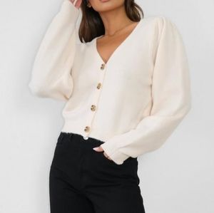 Missguided cream button cardigan